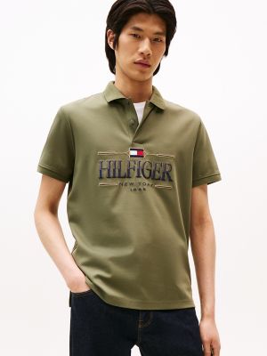 Regular Fit Interlock Hilfiger Logo Polo, Battle Green