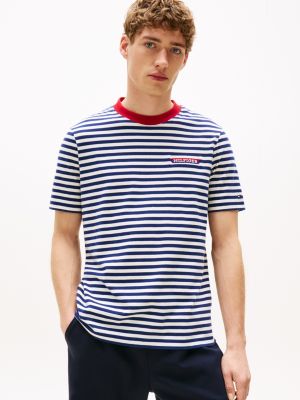 Monotype Logo Stripe T-Shirt, Ivory Petal/Navy Stripe