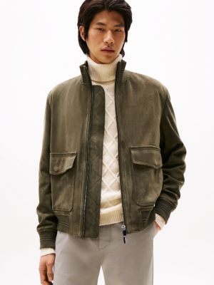 Leather Zip Jacket, Mountain Spruce