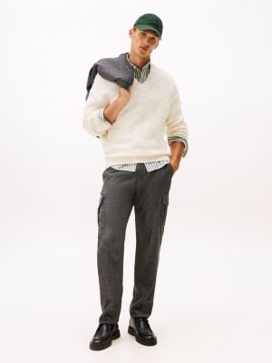 Tapered Herringbone Cargo Trouser, Medium Grey Heather