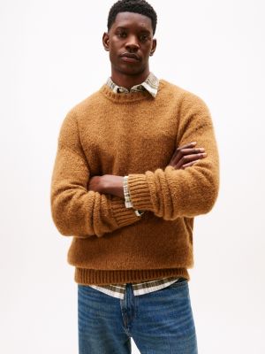 Alpaca Wool-Blend Crewneck Sweater, Timeless Camel