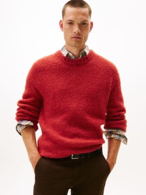 Alpaca Wool-Blend Crewneck Sweater, Regatta Red