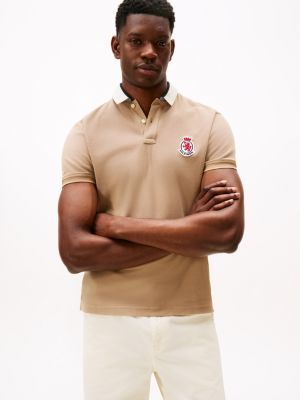Regular Fit Herringbone Collar Polo, Coastal Taupe
