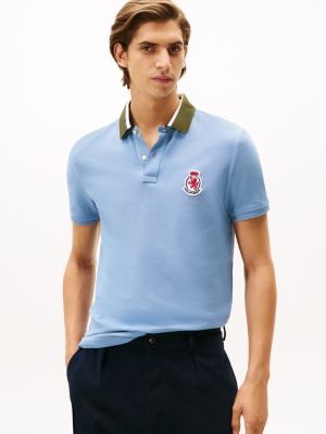 Regular Fit Herringbone Collar Polo, Brisk Blue