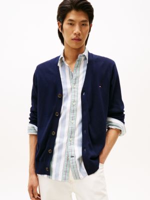 Cotton-Cashmere Blend Cardigan, Navy