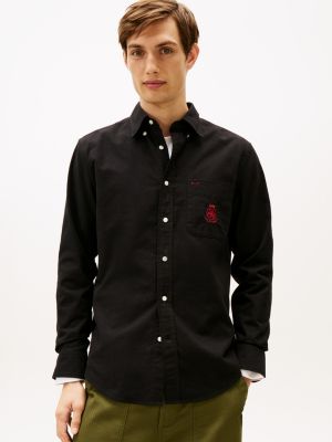 Regular Fit Brushed Oxford Shirt, Black