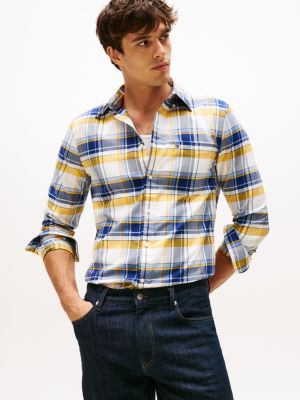 Regular Fit Big Check Print Shirt, Preppy Navy Check