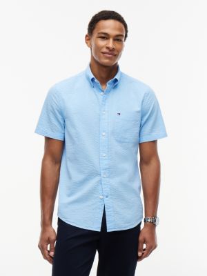 Regular Fit Seersucker Shirt, Vessel Blue