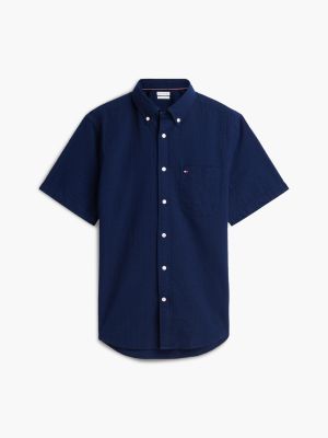 Мужская рубашка Tommy Hilfiger Regular Fit Seersucker, цвет: Карбоновый тёмно-синий — фото 5