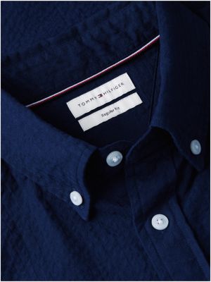 Мужская рубашка Tommy Hilfiger Regular Fit Seersucker, цвет: Карбоновый тёмно-синий — фото 6