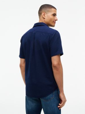 Мужская рубашка Tommy Hilfiger Regular Fit Seersucker, цвет: Карбоновый тёмно-синий — фото 4