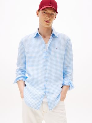 Regular Fit Gingham Linen Shirt, Vessel Blue Check