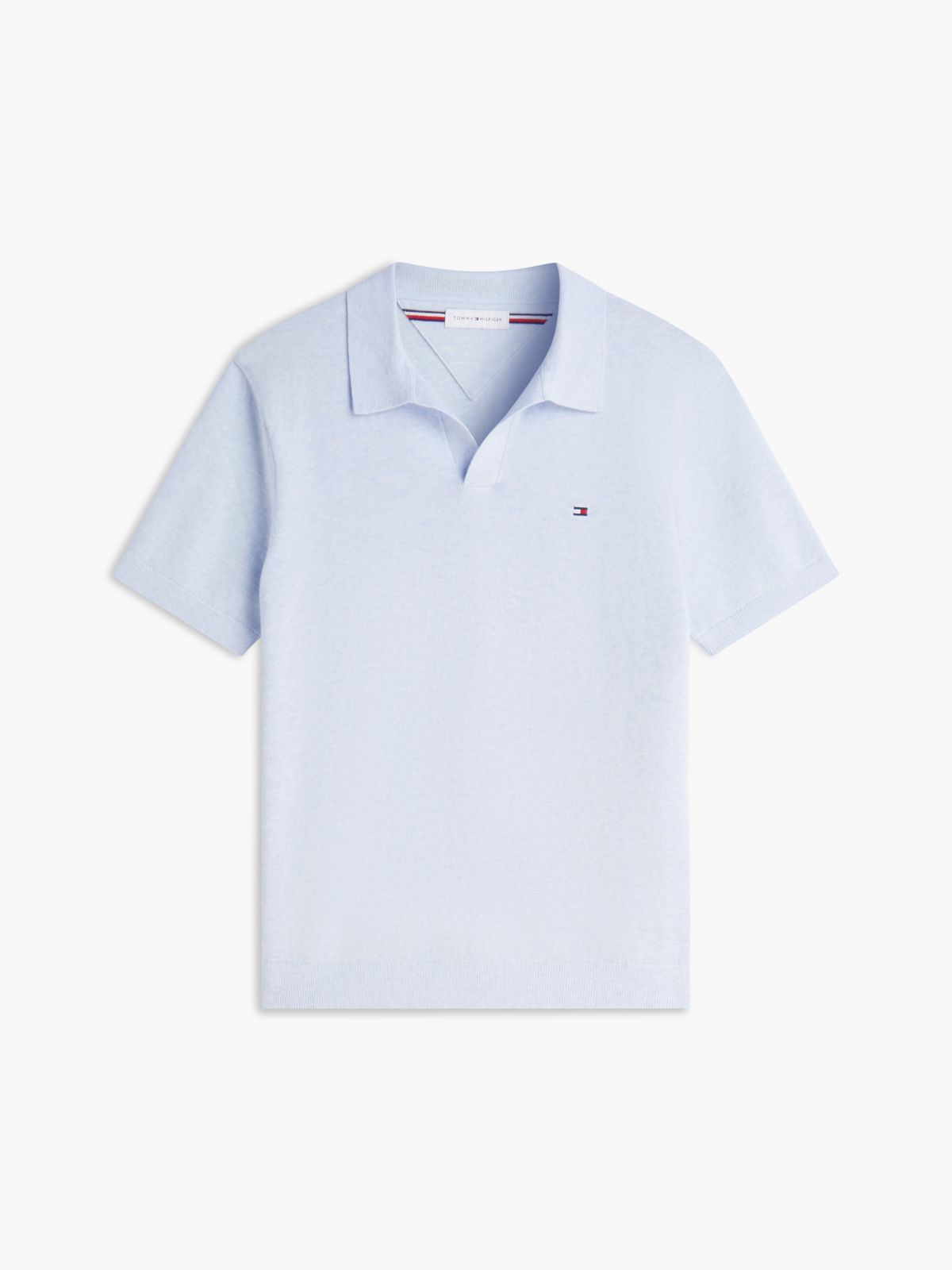 Classic Short-Sleeve Sweater Polo — Sky Blue