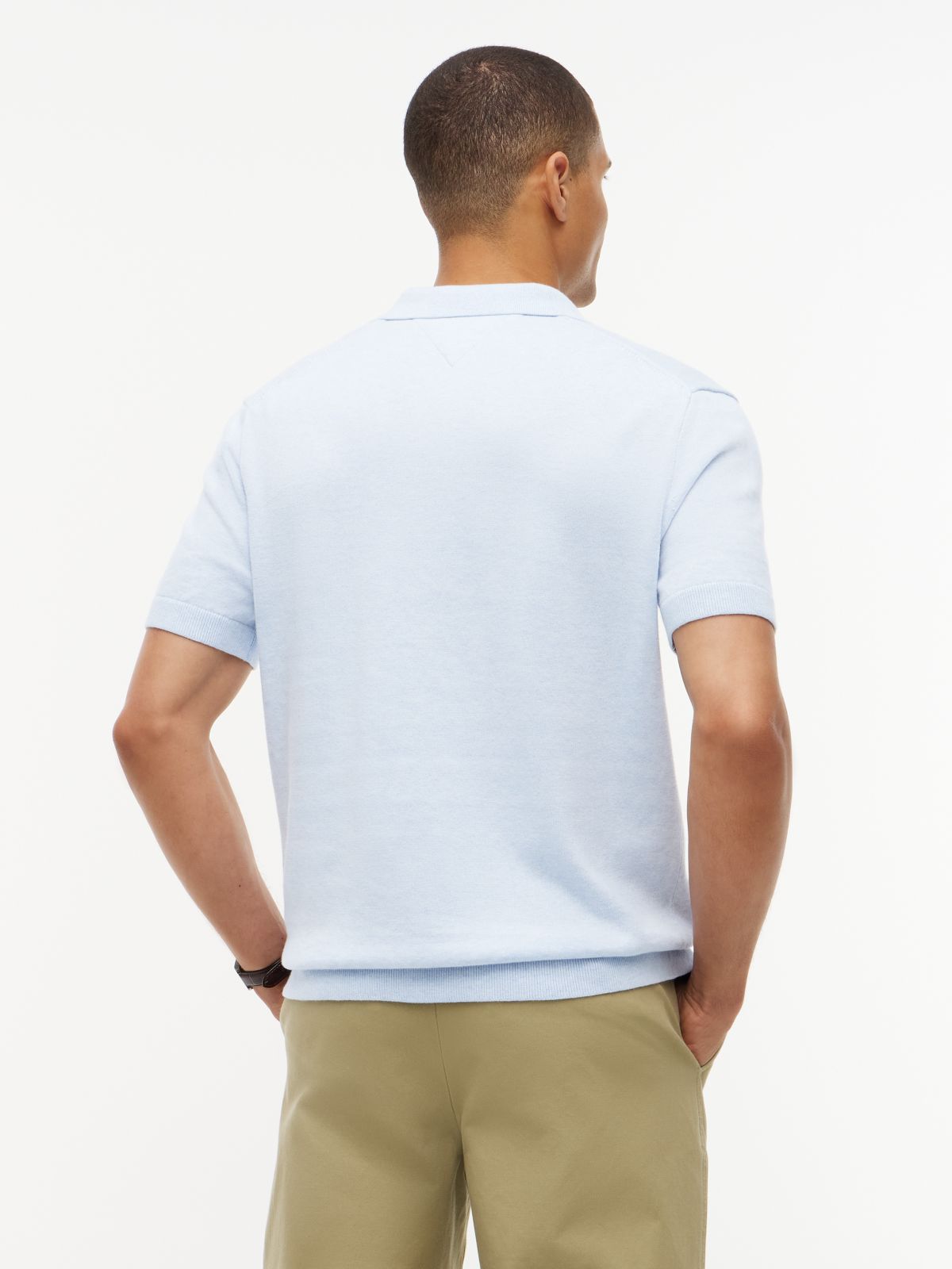 Classic Short-Sleeve Sweater Polo — Sky Blue