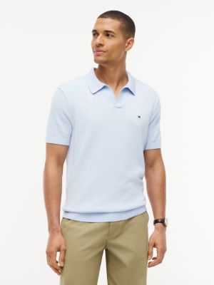 Classic Short-Sleeve Sweater Polo, Sky Blue
