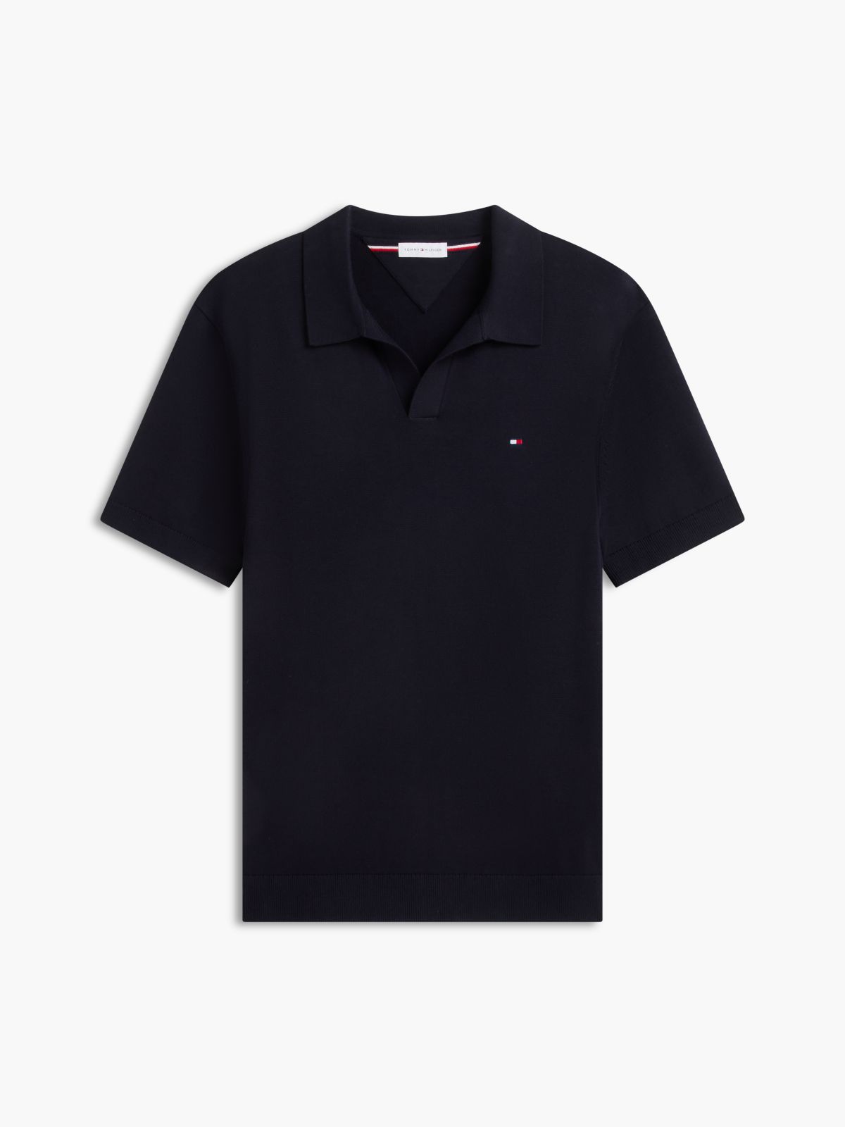 Classic Short-Sleeve Sweater Polo — Navy Blue