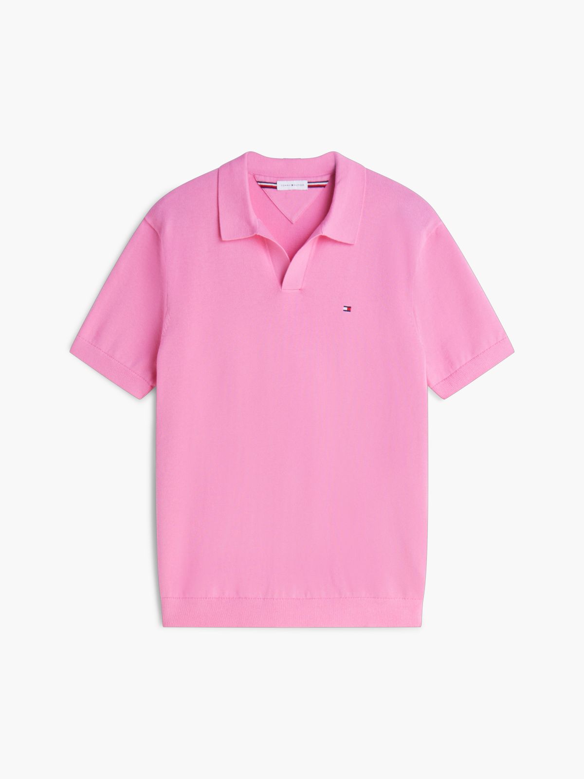 Classic Short-Sleeve Sweater Polo — Blush