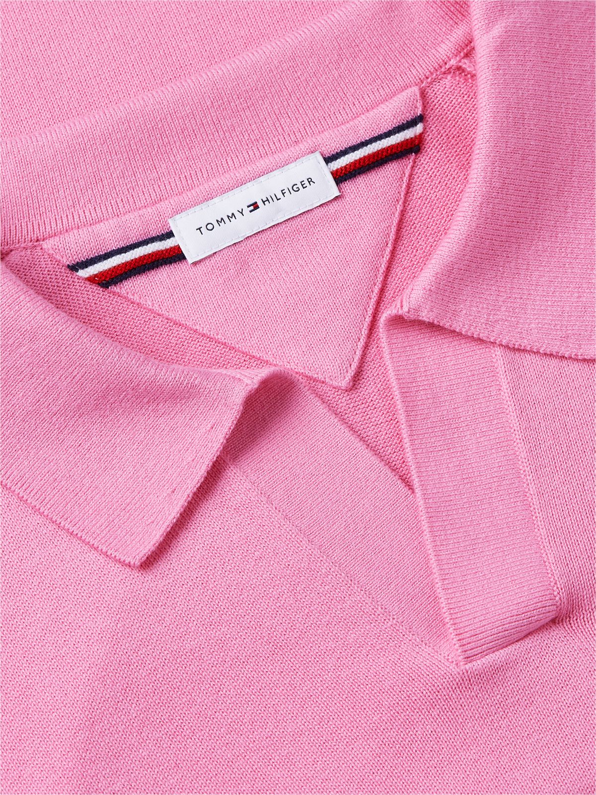 Classic Short-Sleeve Sweater Polo — Blush