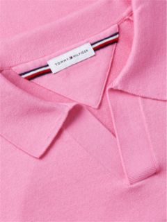 Classic Short-Sleeve Sweater Polo — Blush 6