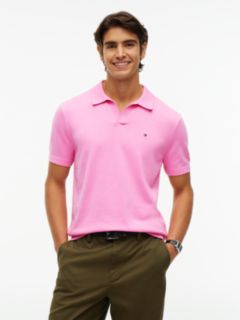 Classic Short-Sleeve Sweater Polo — Blush 1