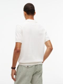 Classic Short-Sleeve Sweater Polo — Ivory Petal 4