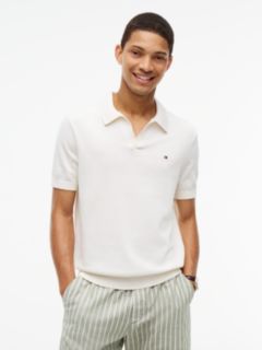 Classic Short-Sleeve Sweater Polo — Ivory Petal 1