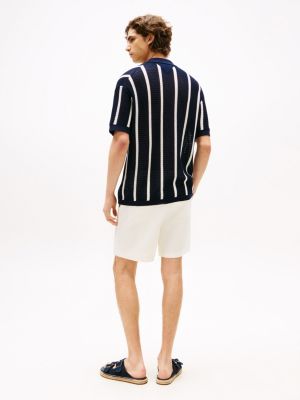 Short-Sleeve Stripe Open-Knit Overshirt | Tommy Hilfiger