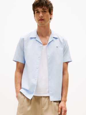 Regular Fit Linen-Blend Camp Shirt, Breezy Blue