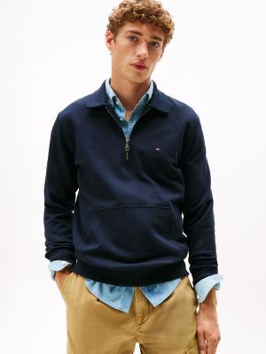 Classic Zip Polo Sweatshirt, Navy