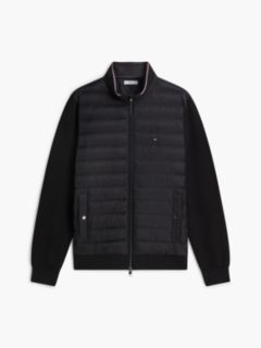 Mixed Media Zip Sweatshirt Puffer — Black 6