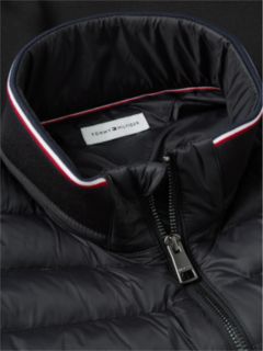 Mixed Media Zip Sweatshirt Puffer — Black 7