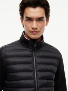 Mixed Media Zip Sweatshirt Puffer — Black 3