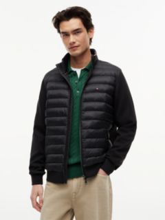 Mixed Media Zip Sweatshirt Puffer — Black 1