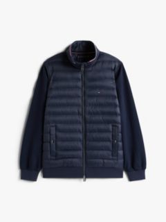 Mixed Media Zip Sweatshirt Puffer — Navy 5
