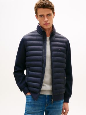 Mixed Media Zip Sweatshirt Puffer, Navy