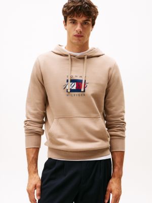 1985 Flag Graphic Hoodie, Coastal Taupe