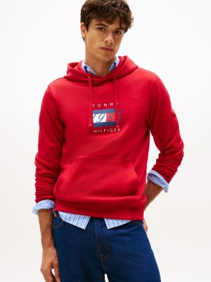 1985 Flag Graphic Hoodie, Medium Red