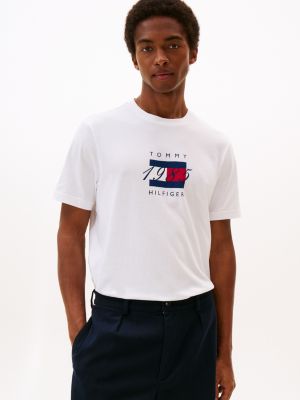 Short-Sleeve 1985 Flag Graphic T-Shirt, White