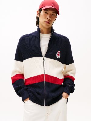 Relaxed Colorblock Zip Cardigan, Navy Colorblock