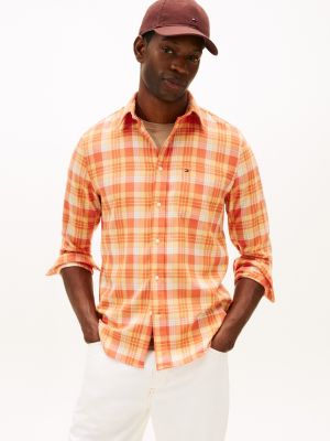 Regular Fit Check Soft Touch Shirt, Brilliant Orange Check