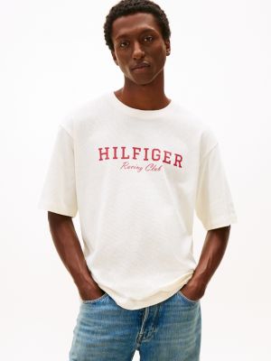 Hilfiger Racing Logo Athleisure T-Shirt, Ivory Petal