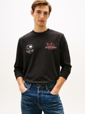 Long-Sleeve Hilfiger Racing Club T-Shirt, Black