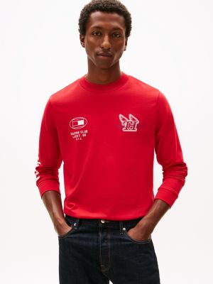Long-Sleeve Hilfiger Racing Club T-Shirt, Medium Red