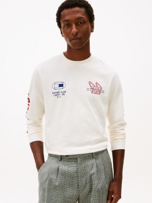 Long-Sleeve Hilfiger Racing Club T-Shirt, Ivory Petal
