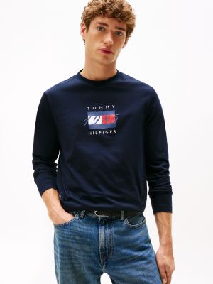 Long-Sleeve 1985 Flag Graphic T-Shirt, Navy