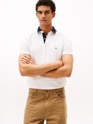 Regular Fit Logo Collar Pique Polo, Ecru