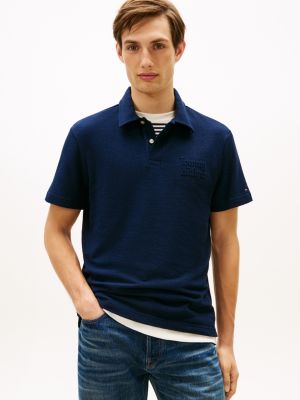 Regular Fit Embroidered Logo Terry Polo, Dark Navy