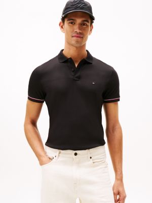 Slim Fit Smooth Cotton Interlock Polo, Black