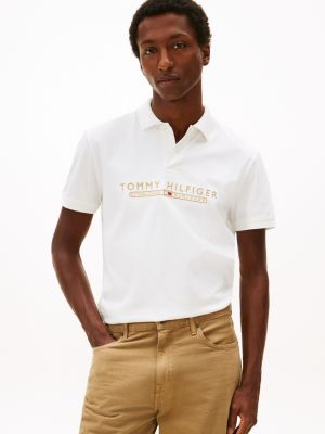 Embroidered Logo Interlock Polo, Ecru