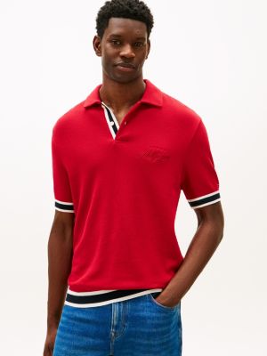 Classic Fit Script Logo Tipped Polo, Medium Red